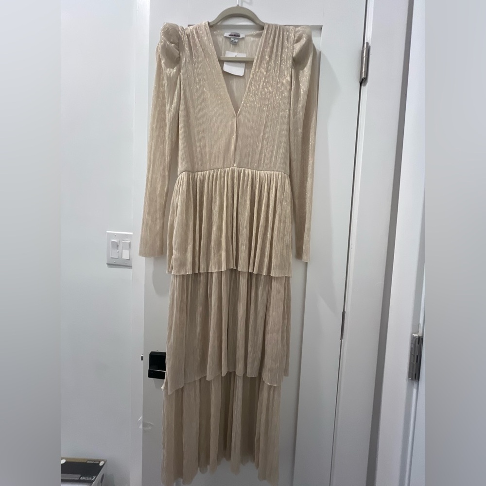 Sabina Musayev Gold Tiered Maxi Dress